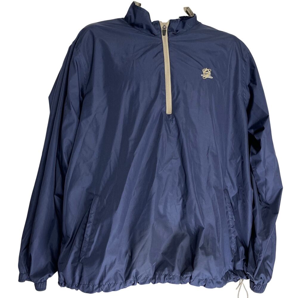 Vansport Jacket Windbreaker Men Size L Blue 1/2 Zip Long Sleeve Pocket Outdoor